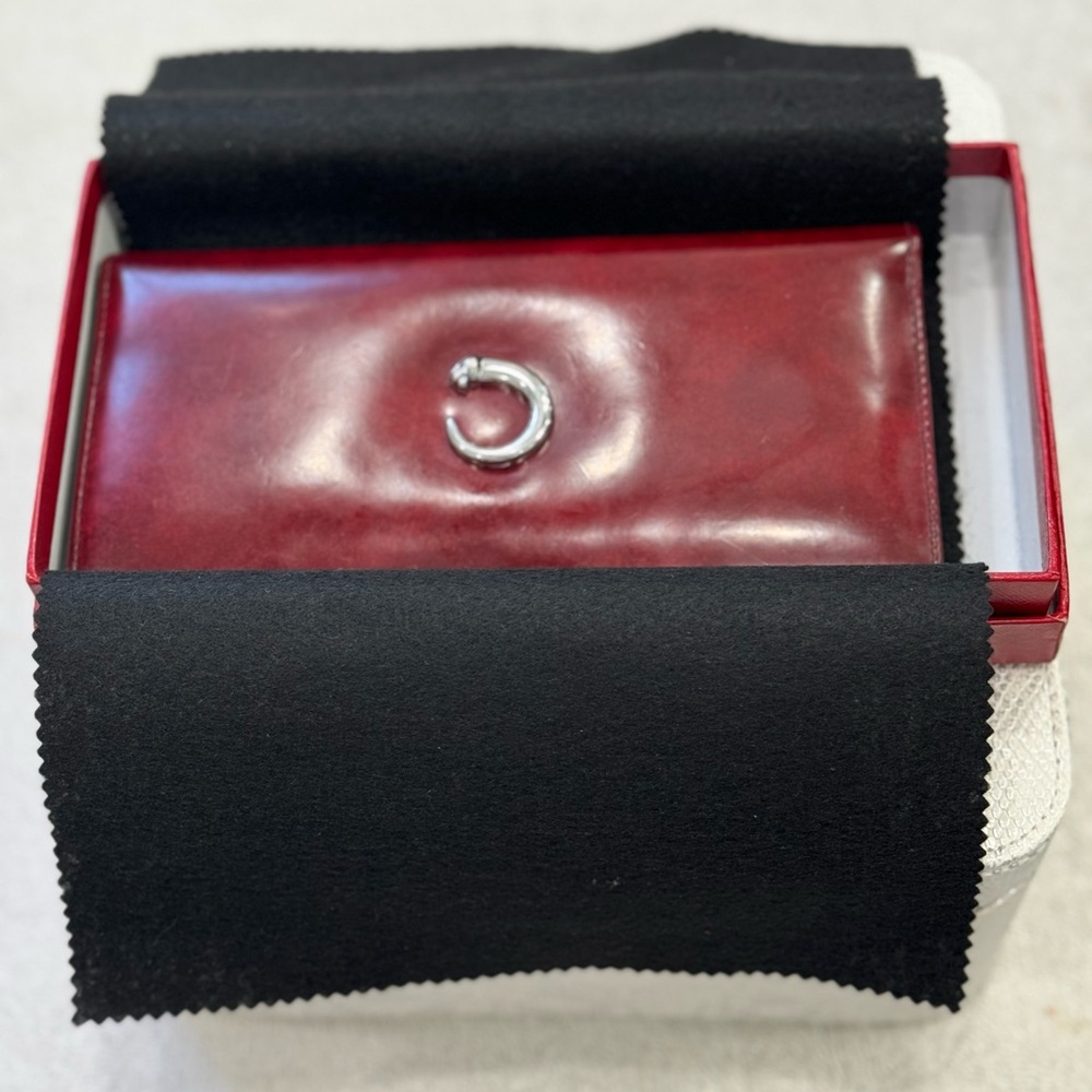 Burgundy Cartier Panther Leather Wallet